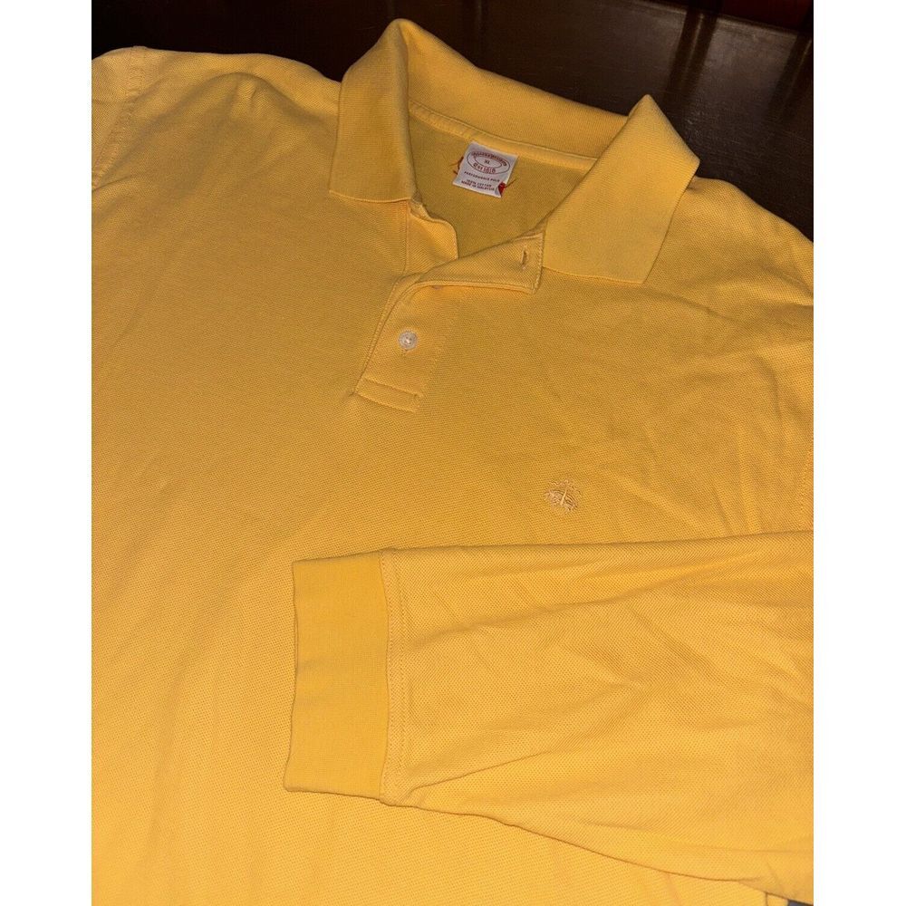 Brooks Brothers Polo‎ Shirt Mens XL Yellow Long Sleeve Golf Performance Preppy